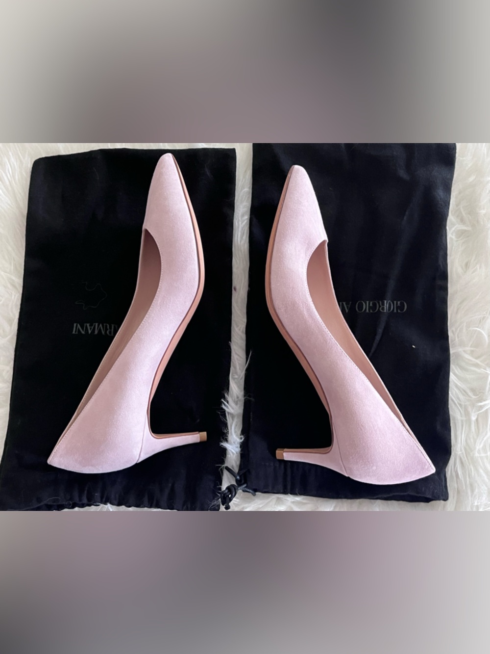Giorgio Armani Women’s 38 1/2 Pink Nude Suede Point Toe Slip On Kitten Heels - Picture 4 of 11